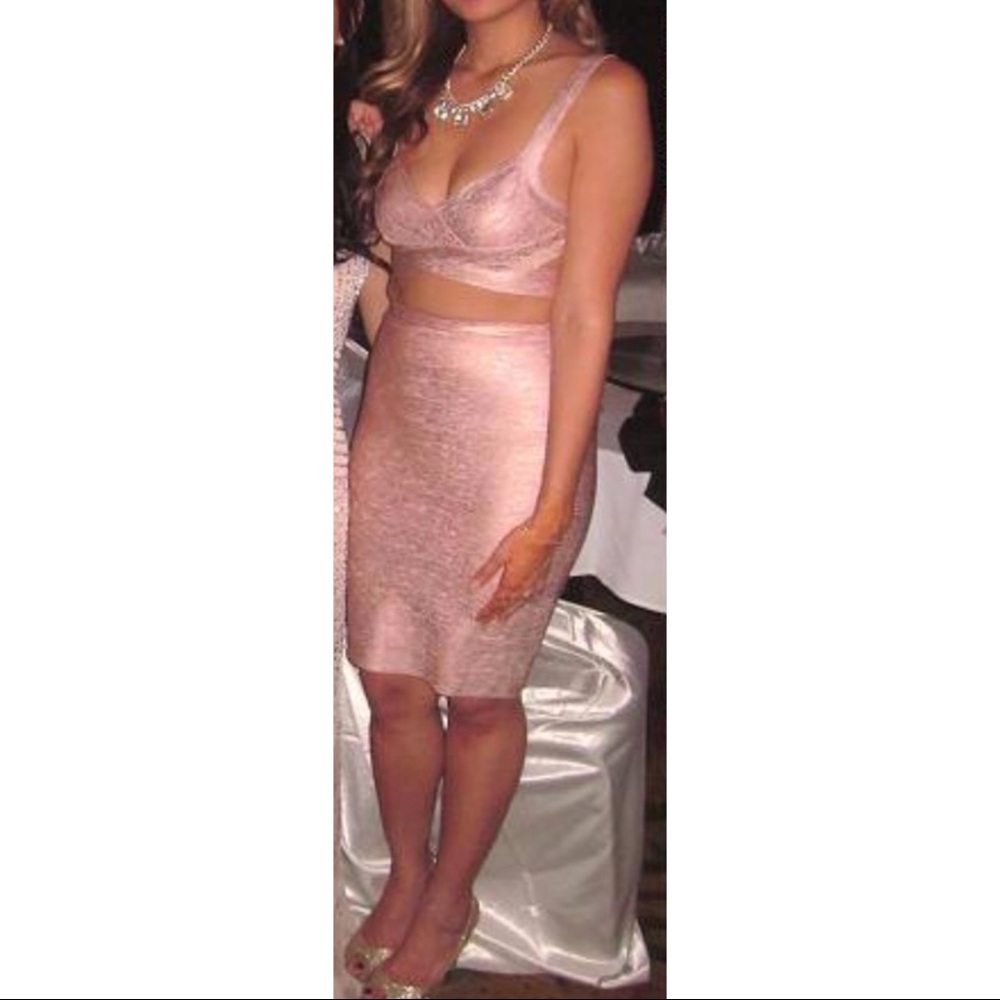 Pink two piece top and skirt